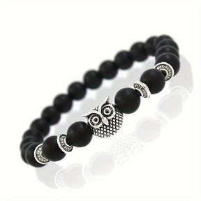 Pulseira Metálica e Miçanga - Coruja Cósmica