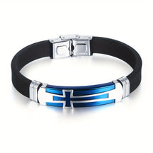 Pulseira de Couro - Cruz em Titânio