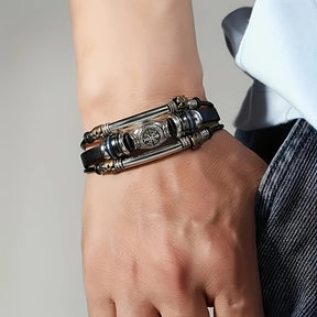 Pulseira de Couro e Metal - Asgard