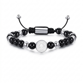 Pulseira Medalha de São Bento (Miçanga Regulável) - Prata com Preto
