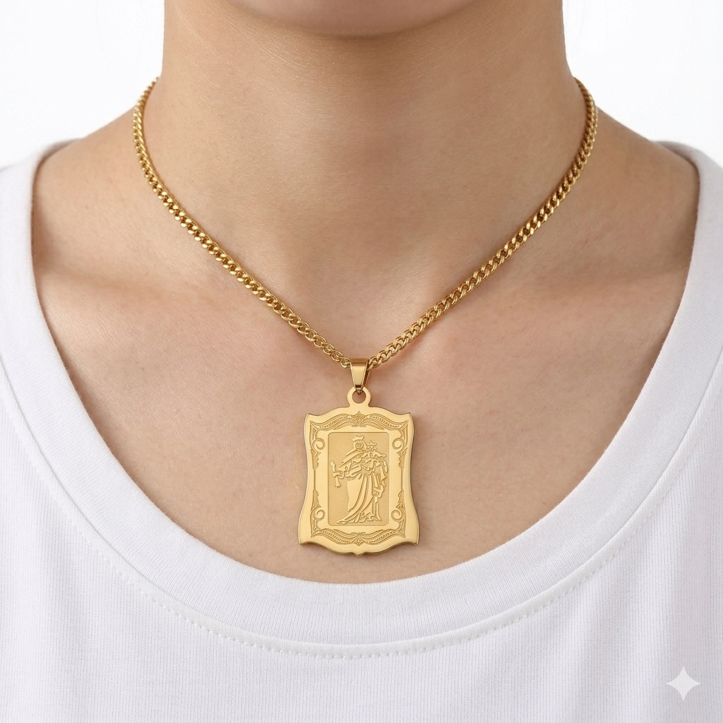 Colar Aço Inoxidável Nossa Senhora do Rocio - Dourado