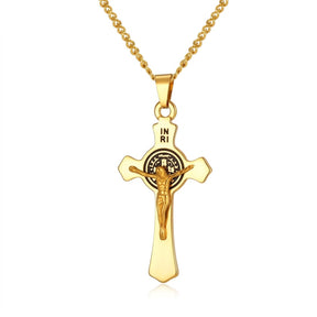 Colar Aço Inox - Crucifixo Medalha de São Bento