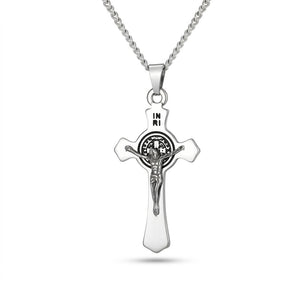 Colar Aço Inox - Crucifixo Medalha de São Bento